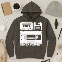 Retro Never Forget Cassette Floppy Disk VHS Tape Hoodie thumb 3