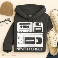 Retro Never Forget Cassette Floppy Disk VHS Tape Hoodie thumb 4