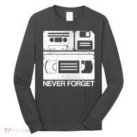 Retro Never Forget Cassette Floppy Disk VHS Tape Long Sleeve Shirt thumb 0