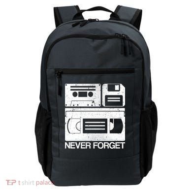 Retro Never Forget Cassette Floppy Disk VHS Tape Backpack