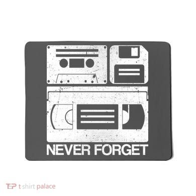 Retro Never Forget Cassette Floppy Disk VHS Tape Mousepad