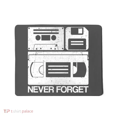 Retro Never Forget Cassette Floppy Disk VHS Tape Mousepad