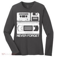 Retro Never Forget Cassette Floppy Disk VHS Tape Women's Long Sleeve Shirt thumb 0