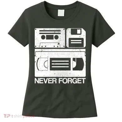 Retro Never Forget Cassette Floppy Disk VHS Tape Women's T-Shirt