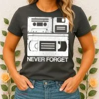 Retro Never Forget Cassette Floppy Disk VHS Tape Women's T-Shirt thumb 2