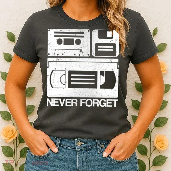 Retro Never Forget Cassette Floppy Disk VHS Tape Women's T-Shirt