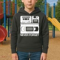 Retro Never Forget Cassette Floppy Disk VHS Tape Kids Hoodie thumb 2