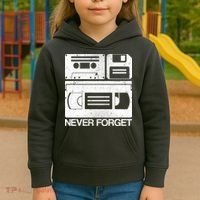 Retro Never Forget Cassette Floppy Disk VHS Tape Kids Hoodie thumb 3