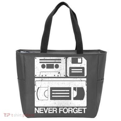 Retro Never Forget Cassette Floppy Disk VHS Tape Tote Bag