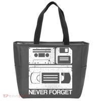 Retro Never Forget Cassette Floppy Disk VHS Tape Tote Bag thumb 0