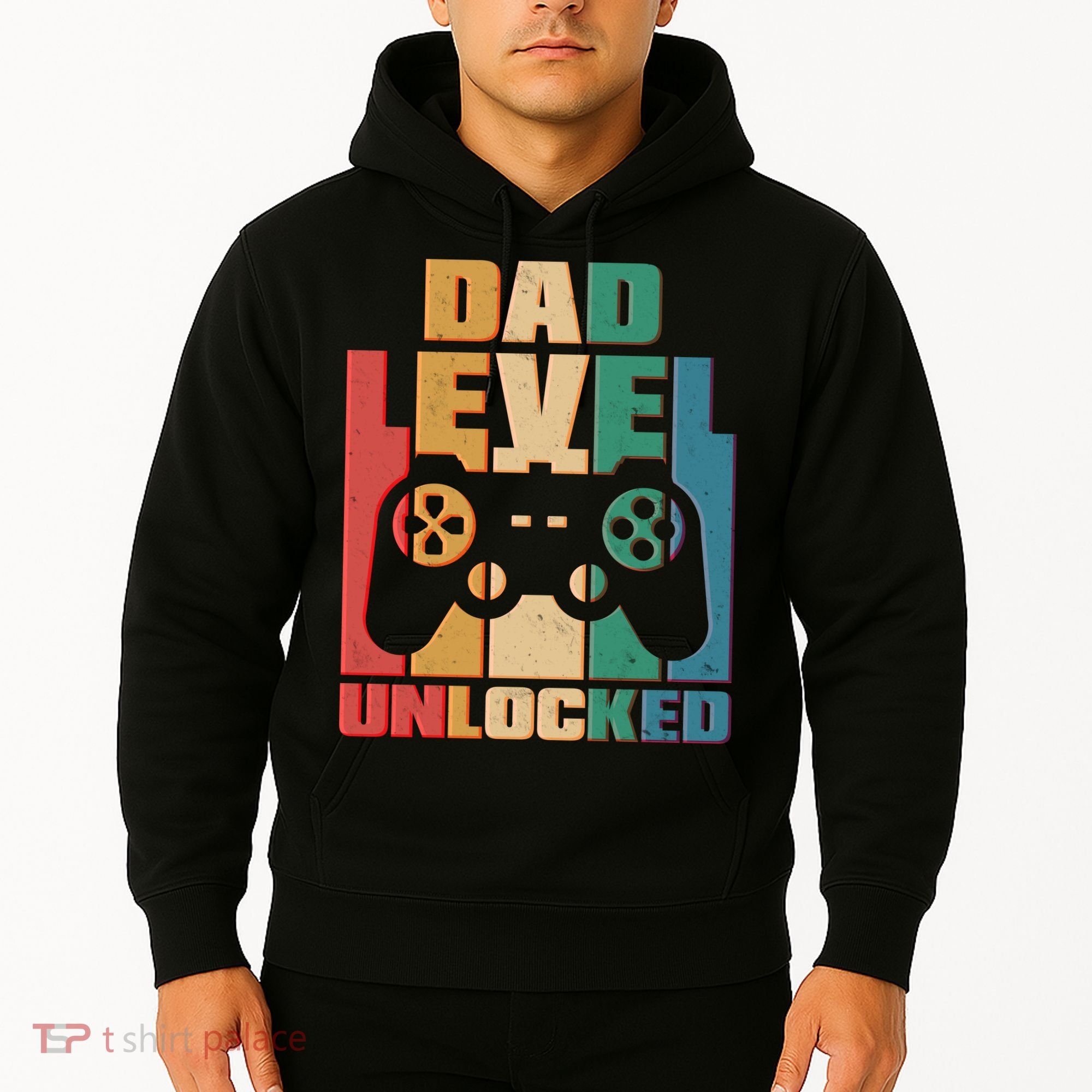 Retro New Dad Level Unlocked Video Gamer Hoodie