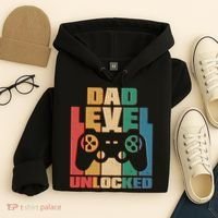 Retro New Dad Level Unlocked Video Gamer Hoodie thumb 4