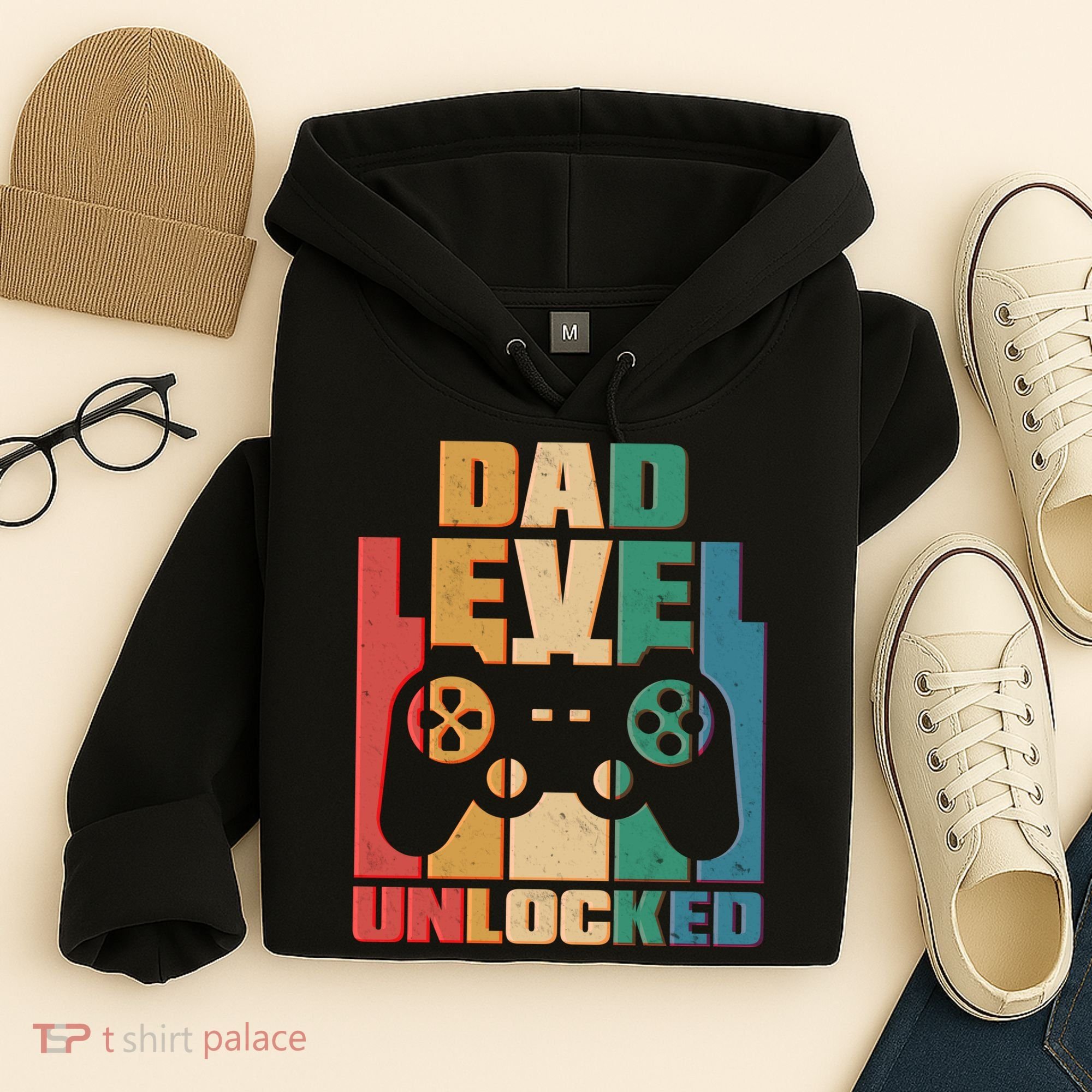 Retro New Dad Level Unlocked Video Gamer Hoodie
