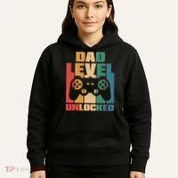 Retro New Dad Level Unlocked Video Gamer Hoodie thumb 5