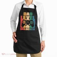 Retro New Dad Level Unlocked Video Gamer Apron thumb 2