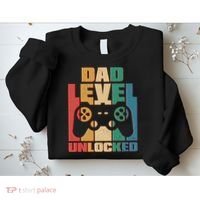 Retro New Dad Level Unlocked Video Gamer Sweatshirt thumb 2