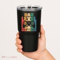 Retro New Dad Level Unlocked Video Gamer Tumbler thumb 2