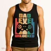 Retro New Dad Level Unlocked Video Gamer Tank Top thumb 3