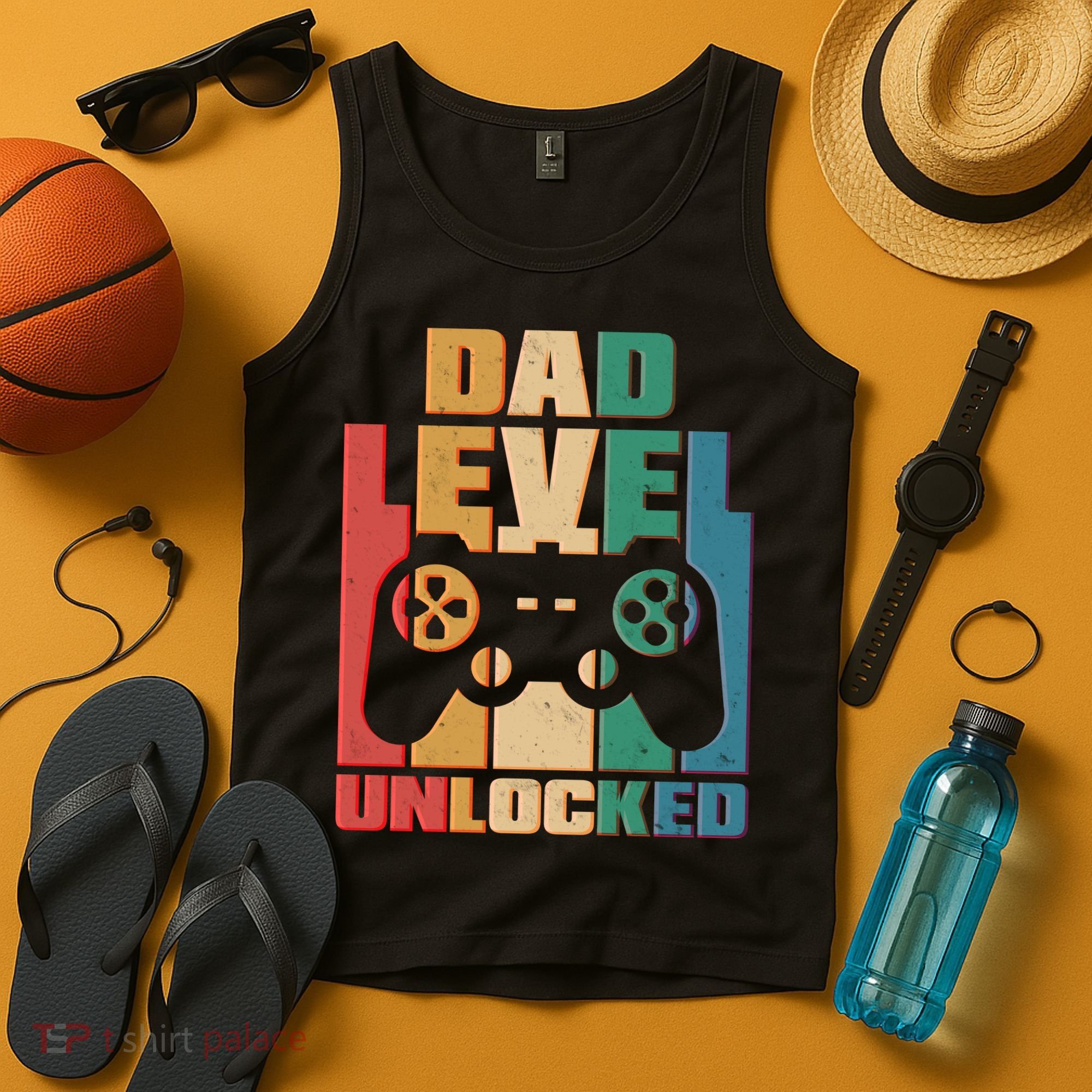 Retro New Dad Level Unlocked Video Gamer Tank Top