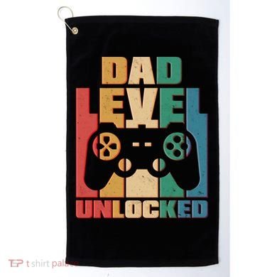 Retro New Dad Level Unlocked Video Gamer Golf Towel