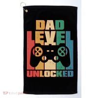 Retro New Dad Level Unlocked Video Gamer Golf Towel thumb 0