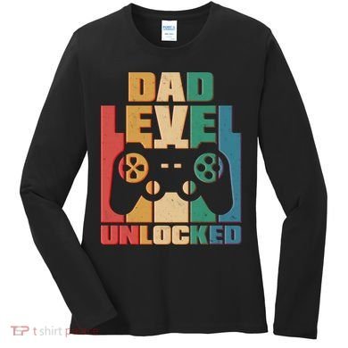 Retro New Dad Level Unlocked Video Gamer Women's Long Sleeve Shirt