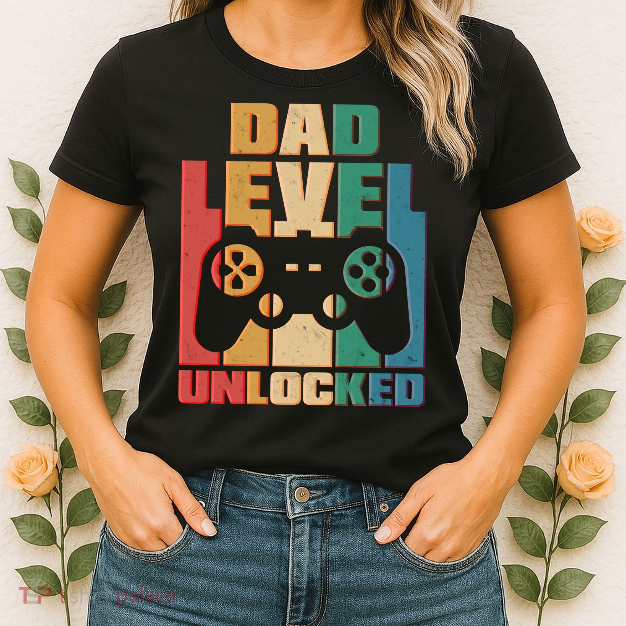 Retro New Dad Level Unlocked Video Gamer Women's T-Shirt