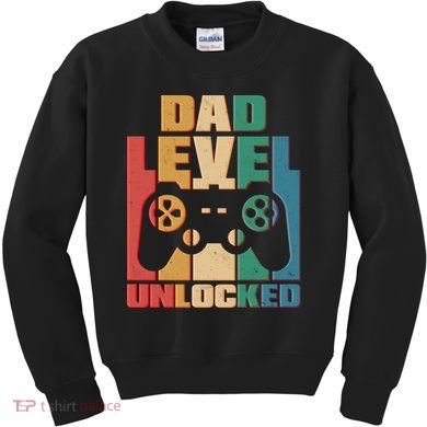 Retro New Dad Level Unlocked Video Gamer Kids Sweatshirt