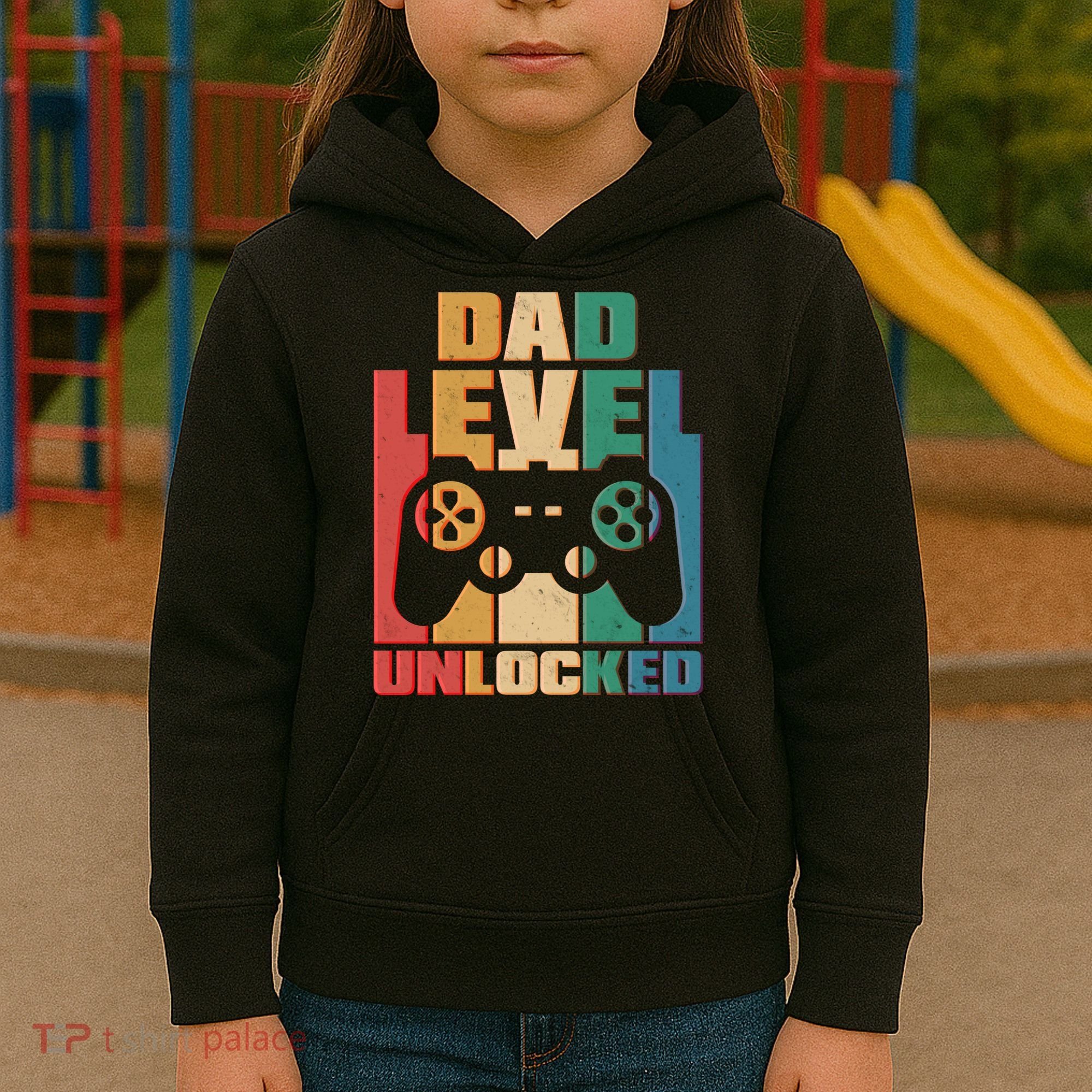 Retro New Dad Level Unlocked Video Gamer Kids Hoodie