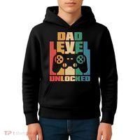 Retro New Dad Level Unlocked Video Gamer Kids Hoodie thumb 4