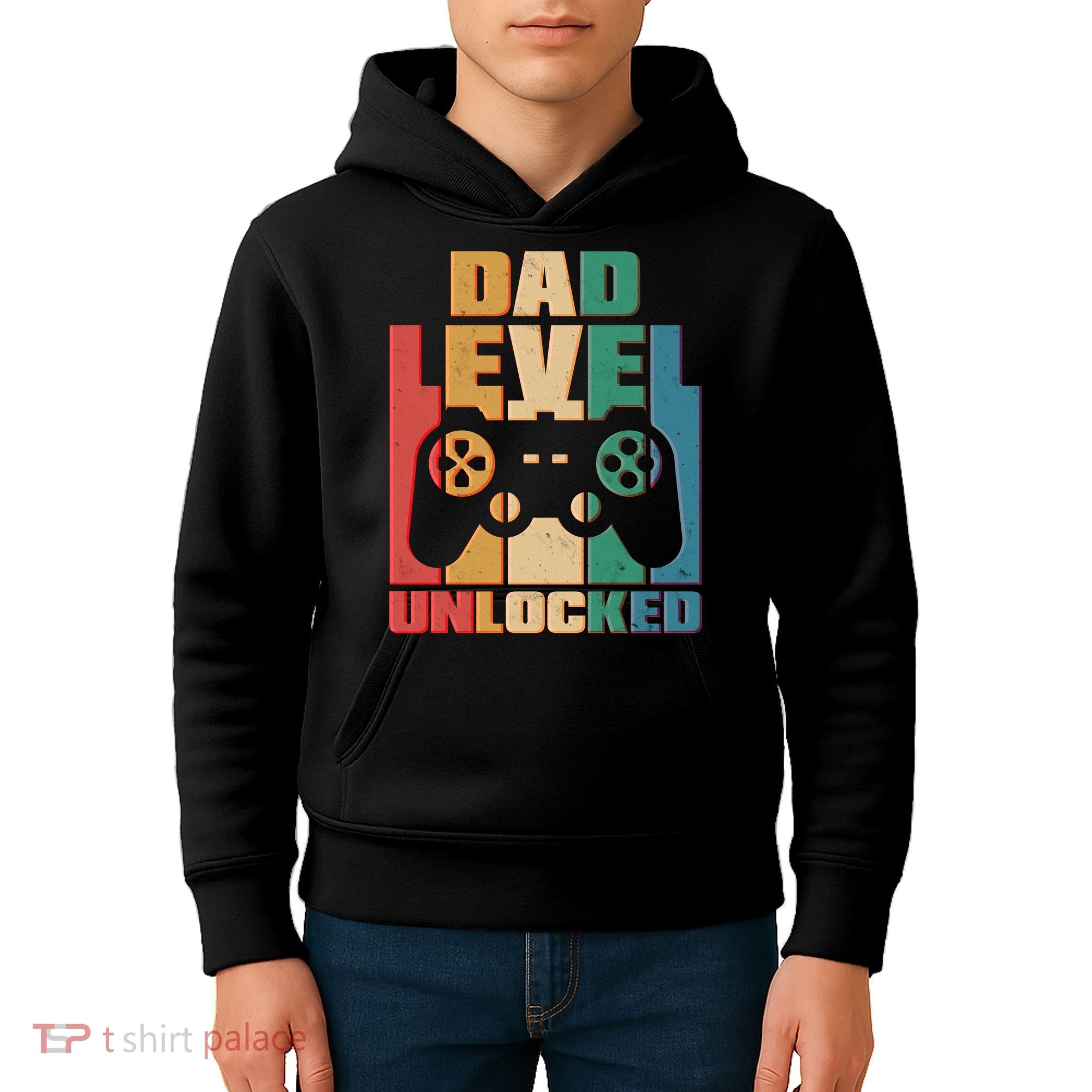 Retro New Dad Level Unlocked Video Gamer Kids Hoodie