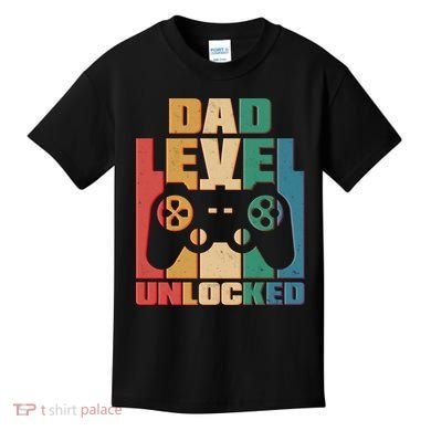 Retro New Dad Level Unlocked Video Gamer Kids T-Shirt