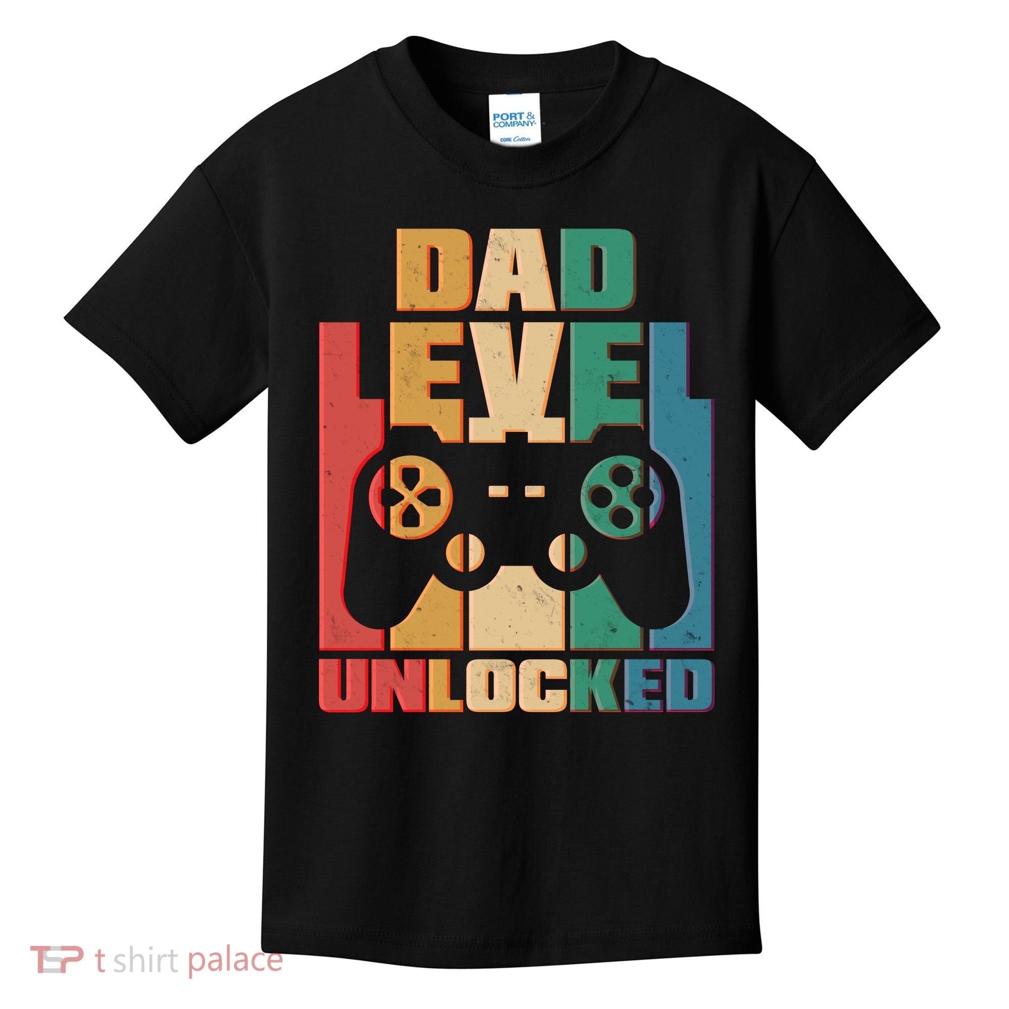 Retro New Dad Level Unlocked Video Gamer Kids T-Shirt