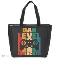 Retro New Dad Level Unlocked Video Gamer Tote Bag thumb 0