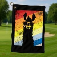 Retro No Drama Llama Golf Towel thumb 1