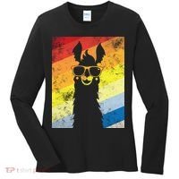 Retro No Drama Llama Women's Long Sleeve Shirt thumb 0
