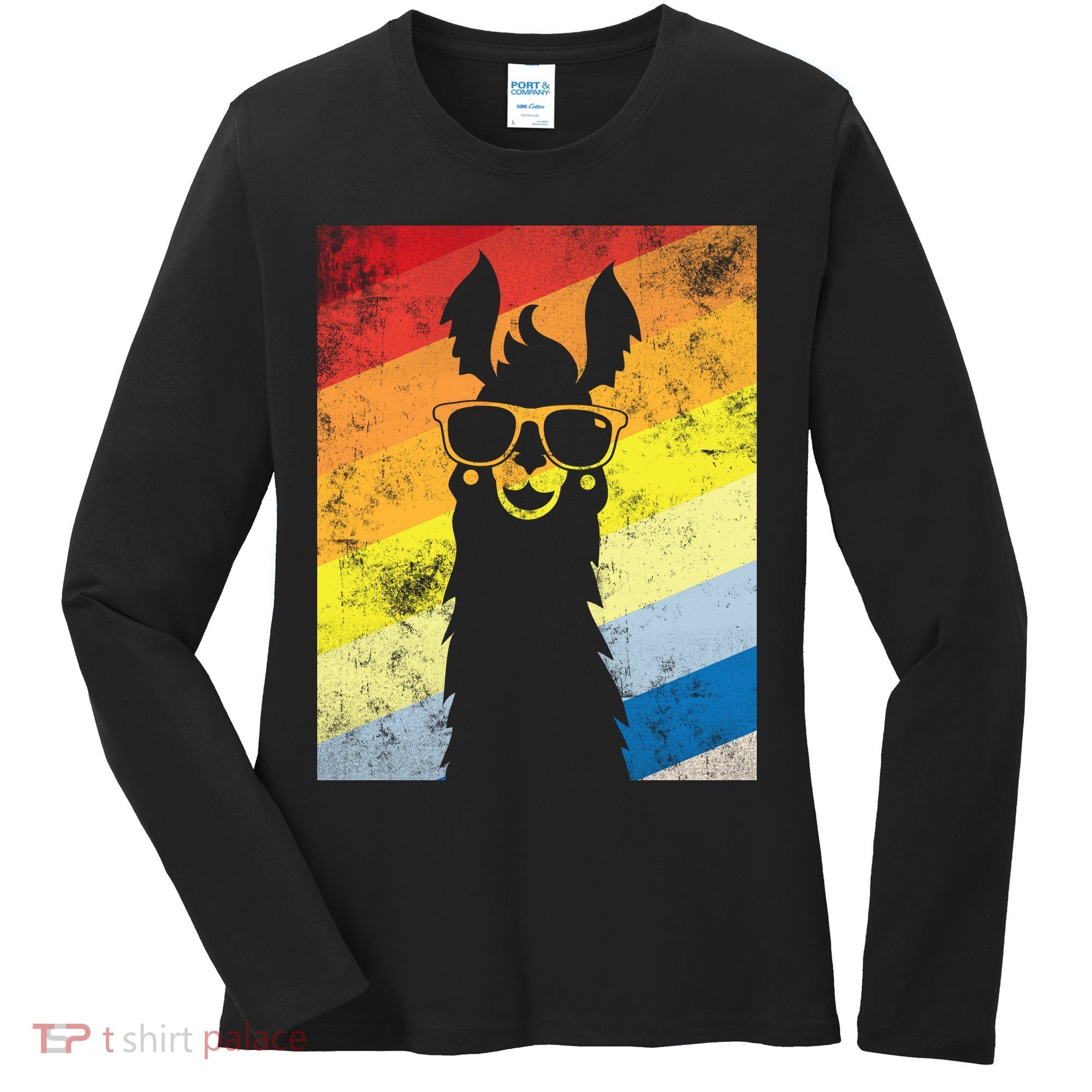 Retro No Drama Llama Women's Long Sleeve Shirt