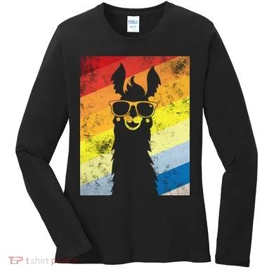 Retro No Drama Llama Women's Long Sleeve Shirt