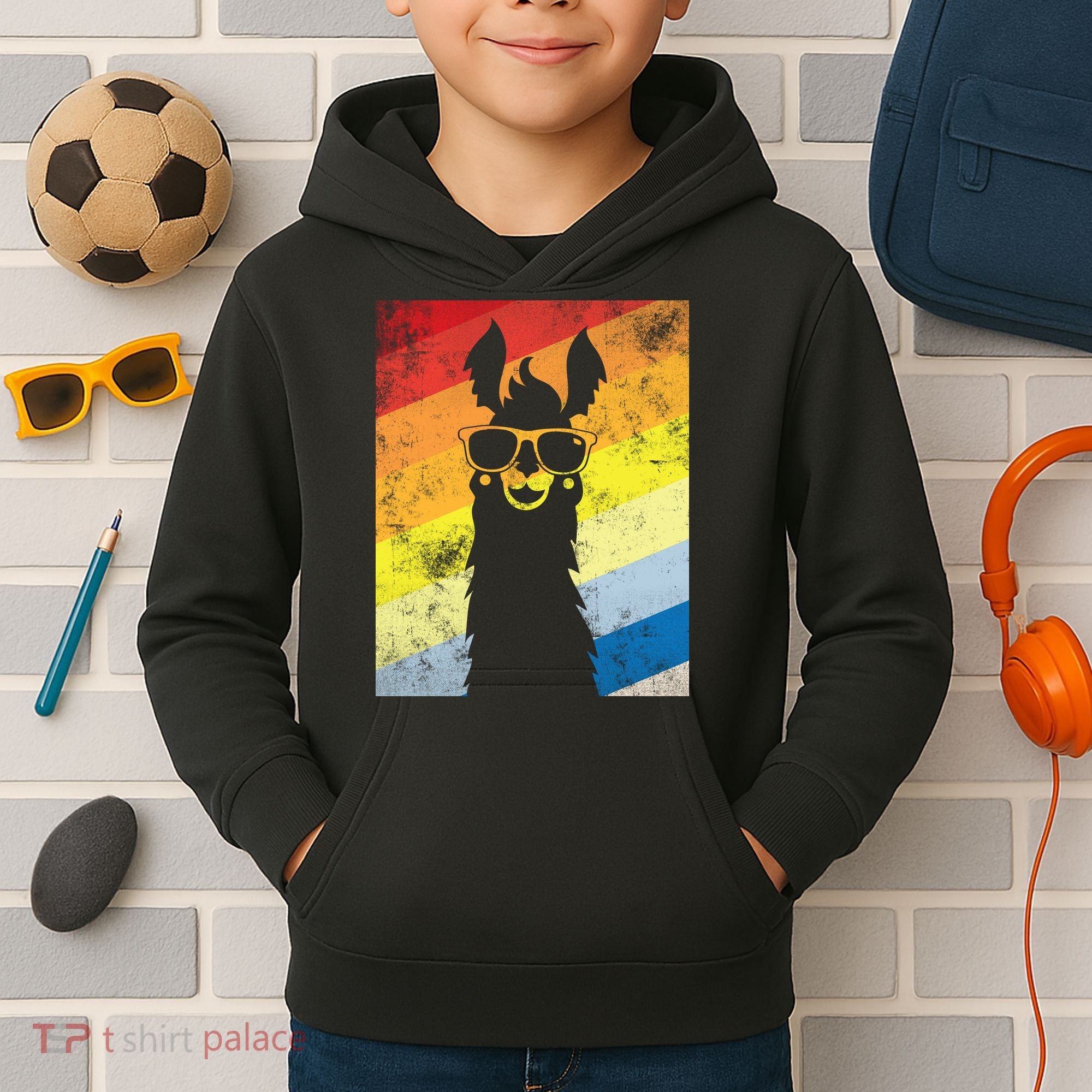 Retro No Drama Llama Kids Hoodie