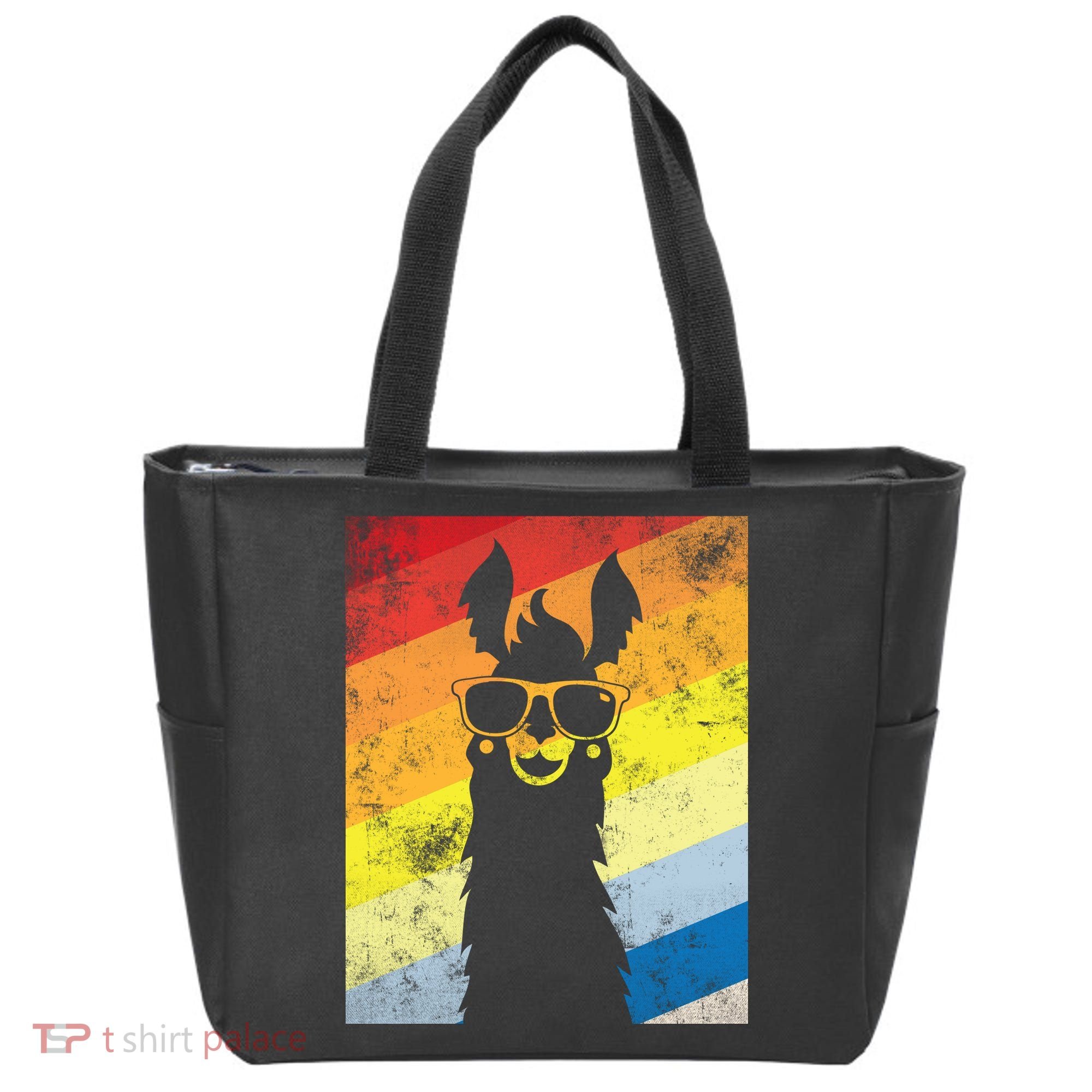 Retro No Drama Llama Tote Bag