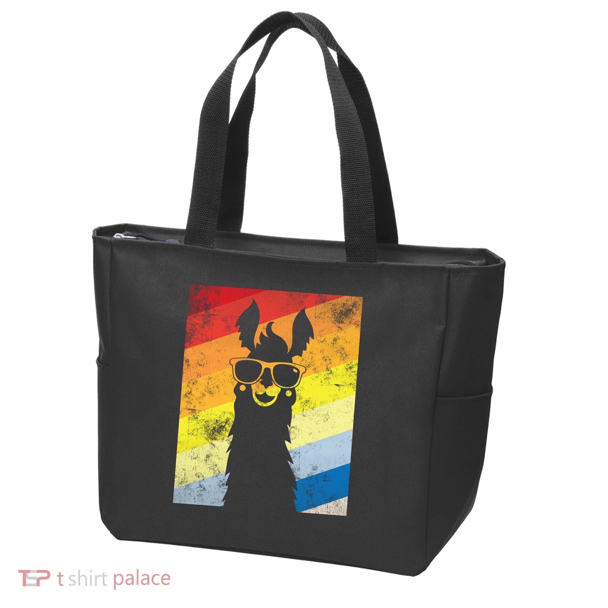 Retro No Drama Llama Tote Bag