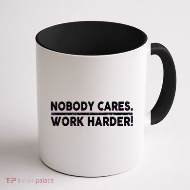 Retro Nobody Cares Work Harder Distressed Coffee Mug back