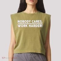 Retro Nobody Cares Work Harder Distressed Garment-Dyed Women's Muscle Tee thumb 2