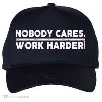 Retro Nobody Cares Work Harder Distressed Five-Panel Snapback Cap thumb 0