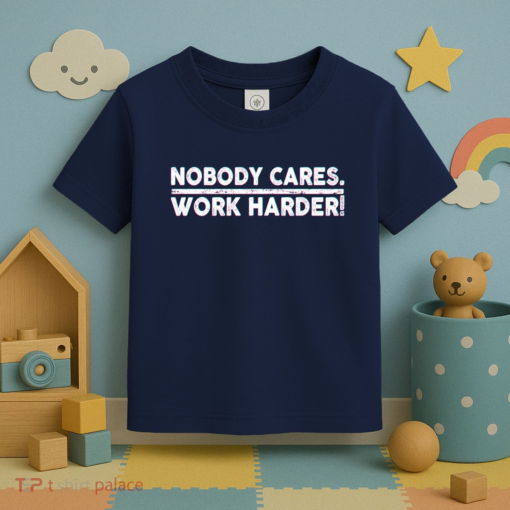 Retro Nobody Cares Work Harder Distressed Toddler T-Shirt