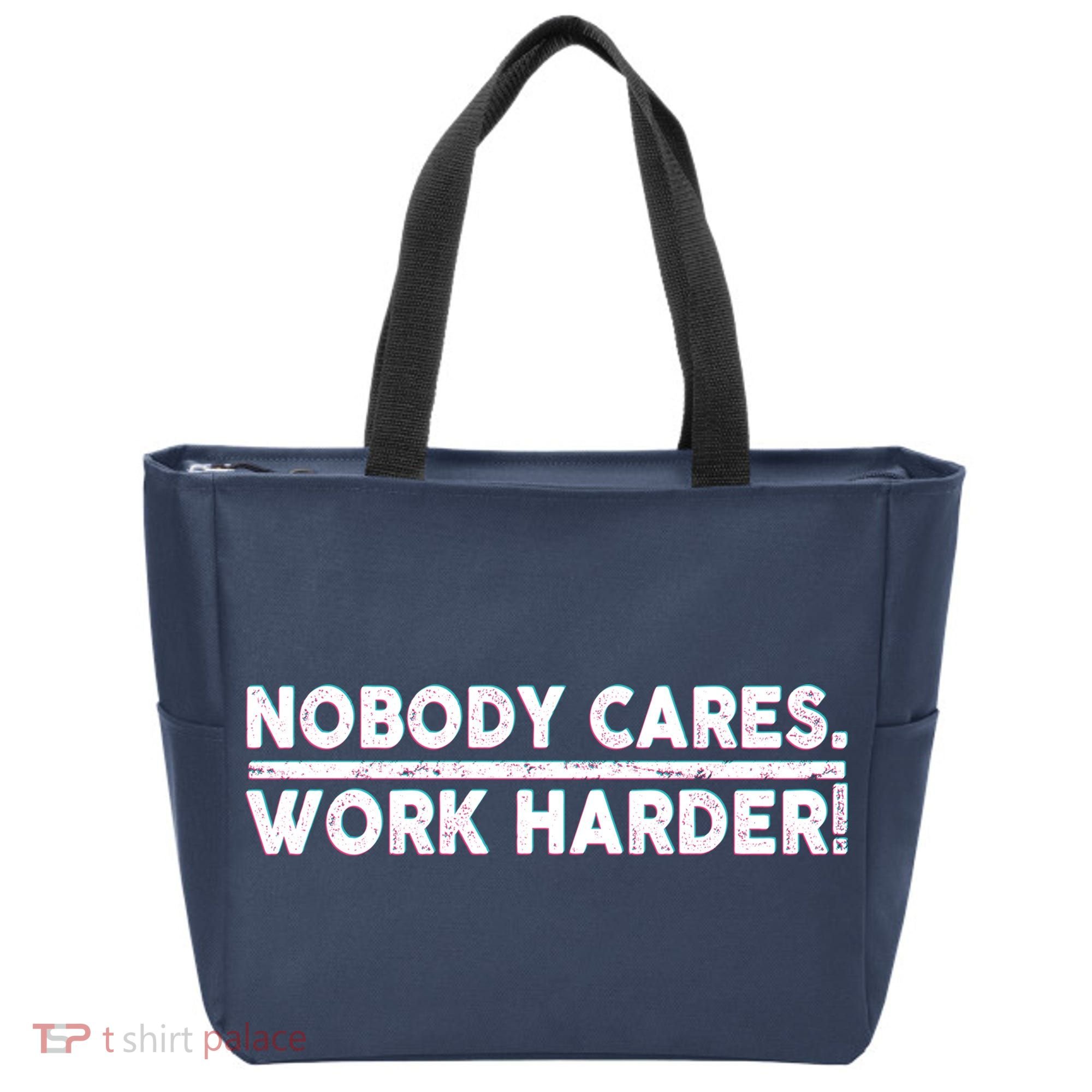 Retro Nobody Cares Work Harder Distressed Tote Bag