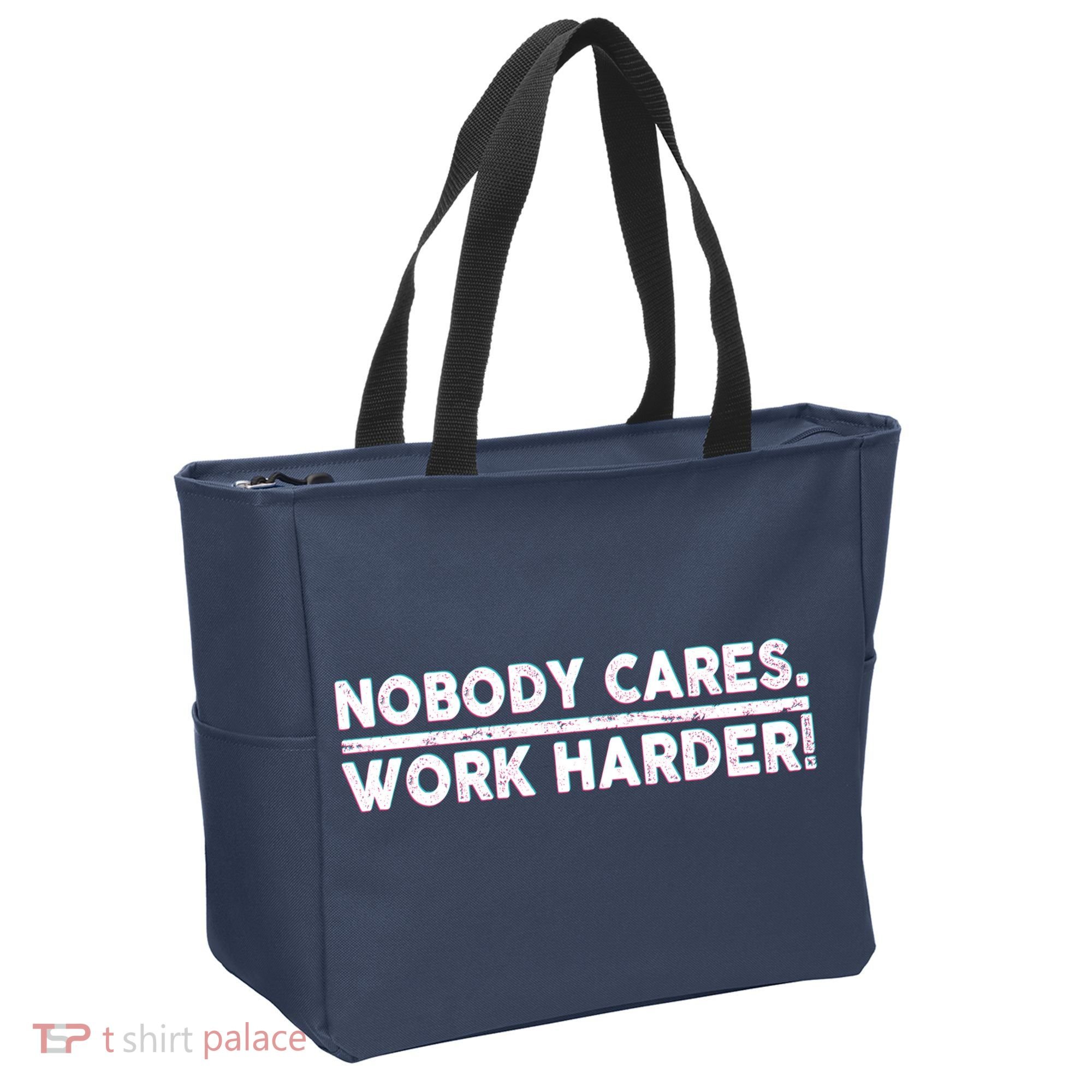 Retro Nobody Cares Work Harder Distressed Tote Bag