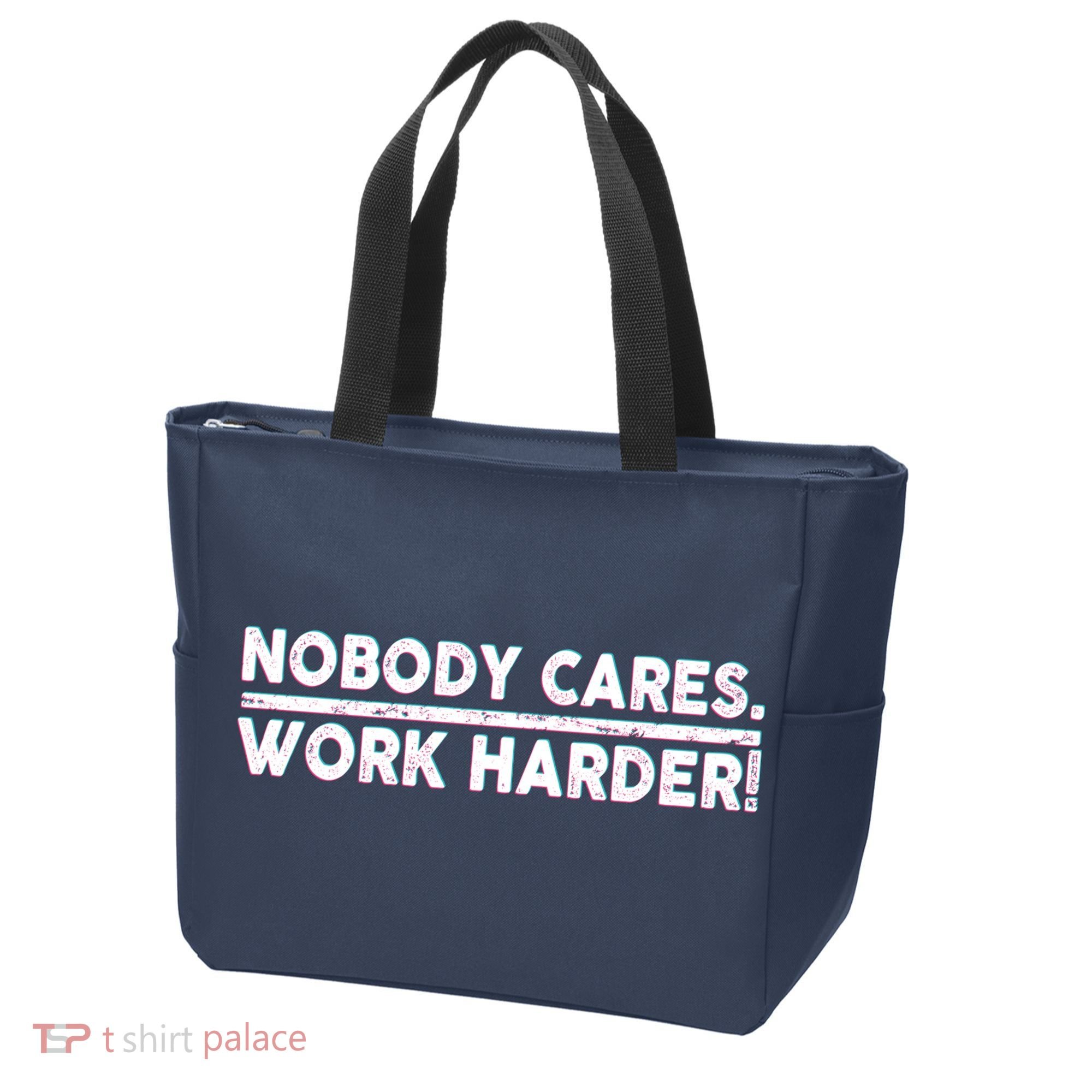 Retro Nobody Cares Work Harder Distressed Tote Bag