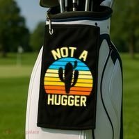 Retro Not A Hugger Funny Golf Towel thumb 2
