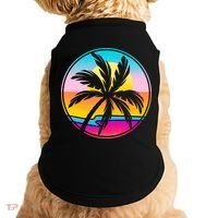 Retro Ocean Sun Palm Tree Emblem Doggie Tank thumb 0